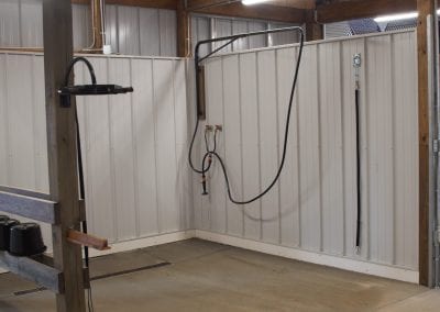 Horse wash station for grooming at Millstone Stables.